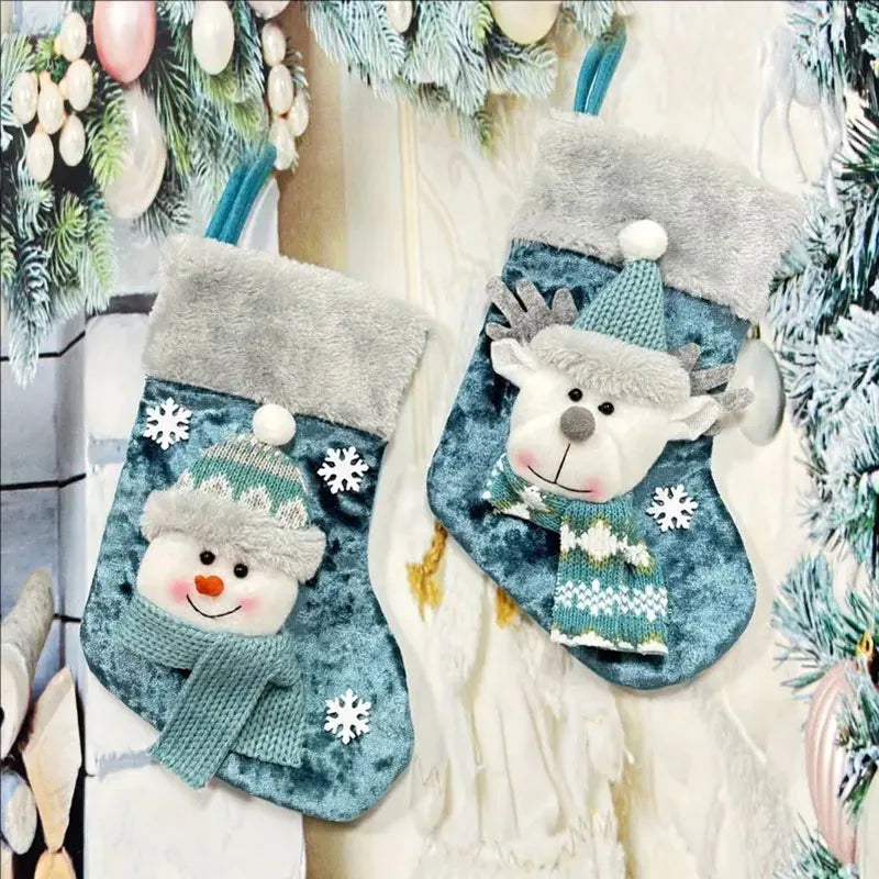 Kerst sok (decoratief) geborduurde cadeausok set van 3 stuks