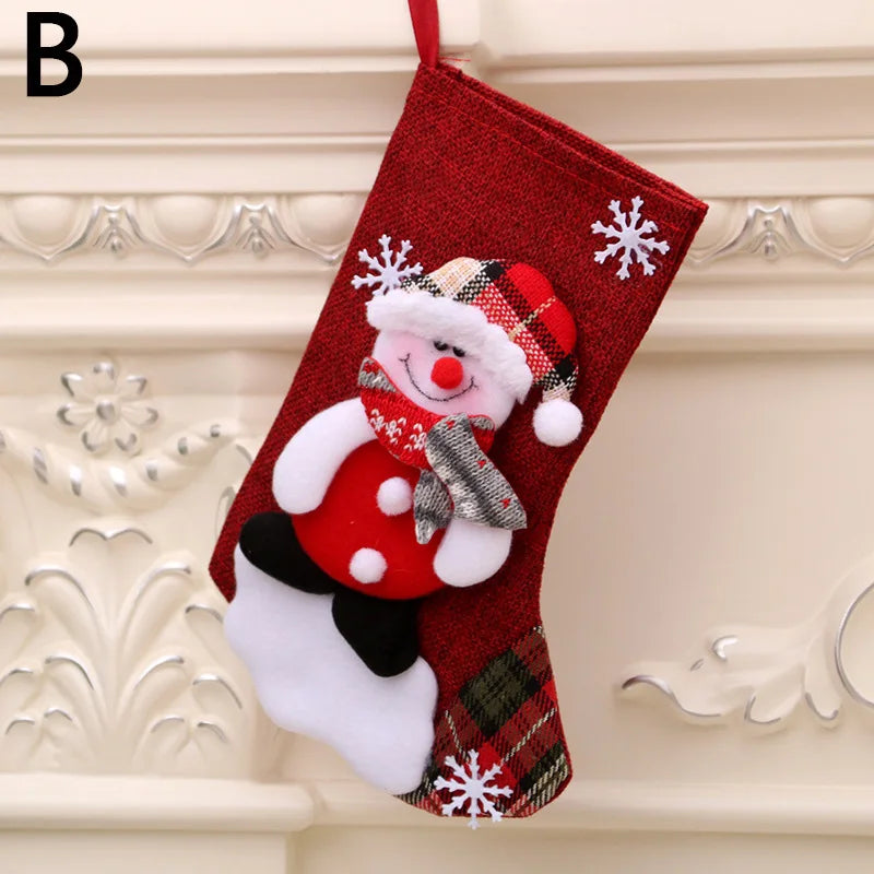 Kerst sok (decoratief) set van 4 – Santa, sneeuwman, rendier en beer pluche