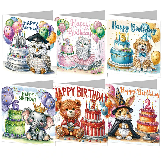 Diamond Painting Verjaardagskaarten set - Creatieve Wenskaarten met Strass Steentjes