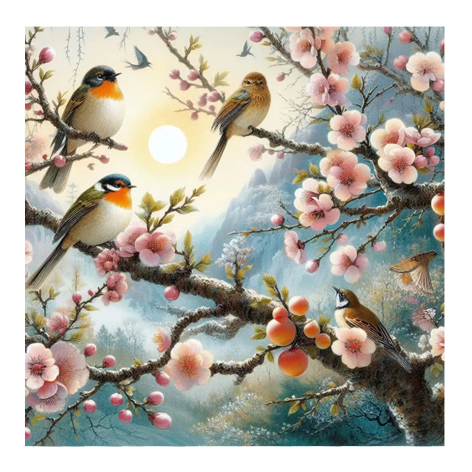AB Diamond Painting met AB en Fairy dust steentjes Bos & Vogel