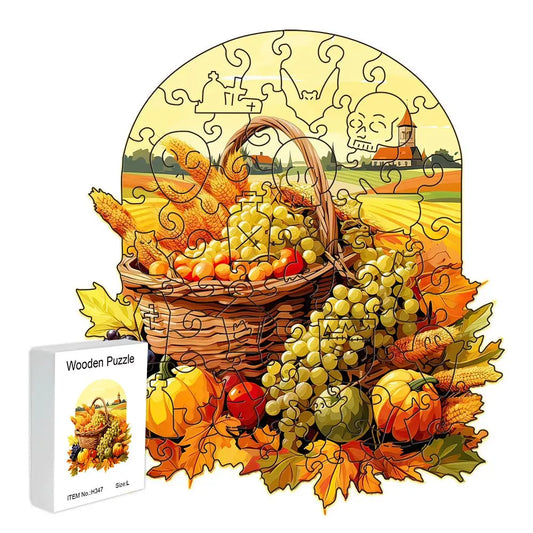 Houten figuren puzzel gele pompoen Halloween cadeau ontspanning