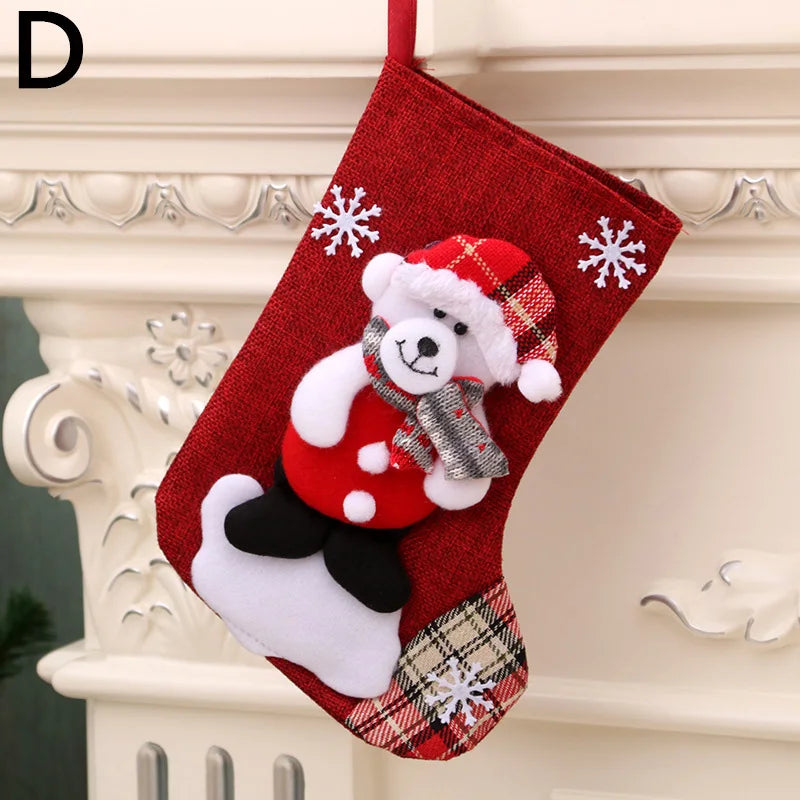 Kerst sok (decoratief) set van 4 – Santa, sneeuwman, rendier en beer pluche