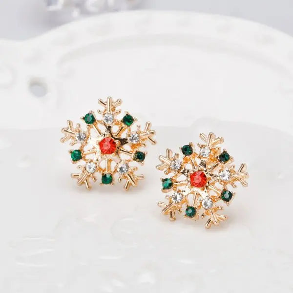 Kerst oorbellen sneeuwvlok met kristal – elegante feestelijke sieraden voor dames