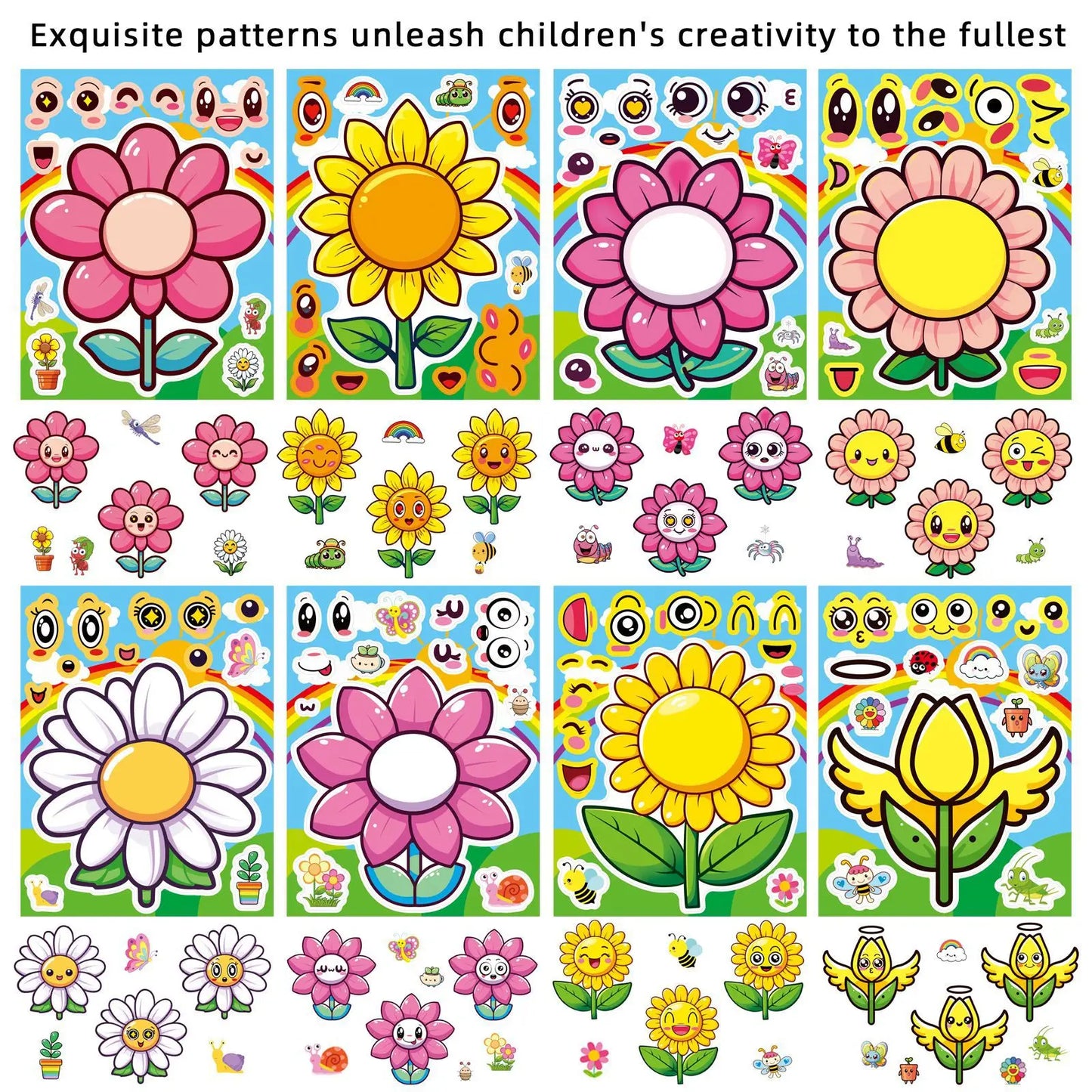 Sticker pret voor kinderen met bloemen puzzelstickers set