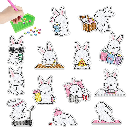 Diamond Painting Sticker set - Schattige Witte konijntjes