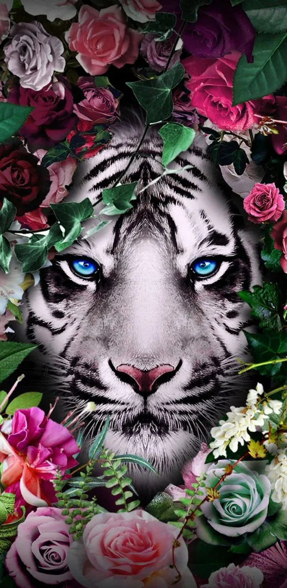 AB Diamond Painting op canvas - Tijger bij Sakura boom en maan