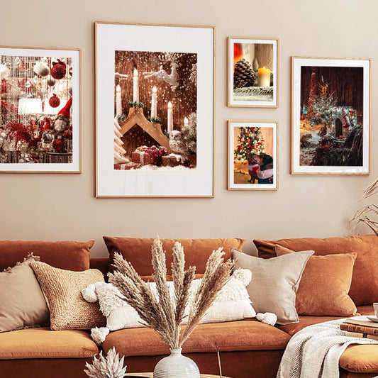 Kerst schilderij Happy New Year wanddecoratie canvas poster zonder lijst