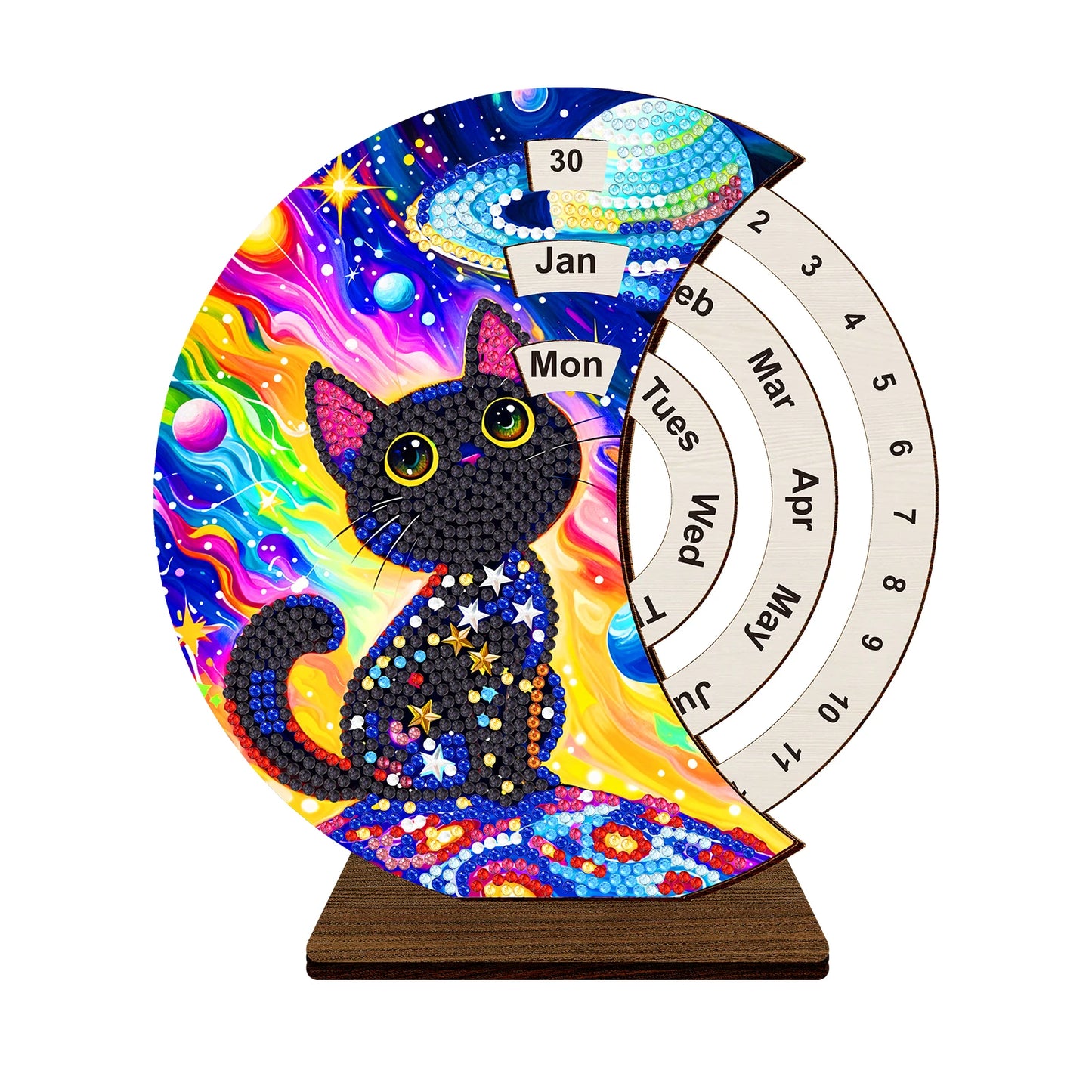 Diamond Painting Kalender Houten Kunstkit voor Bureau en Cadeau