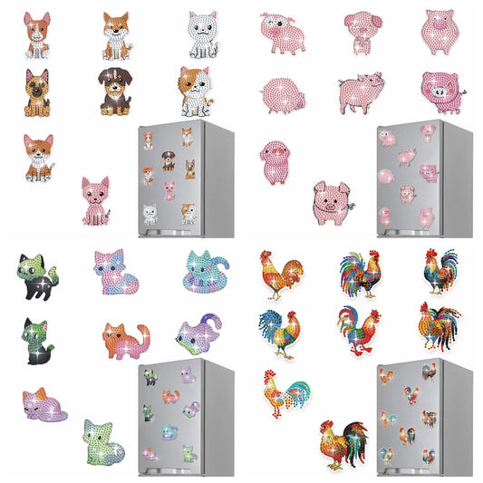 Diamond Painting Magneten Honden – Set van 8 Koelkastmagneten