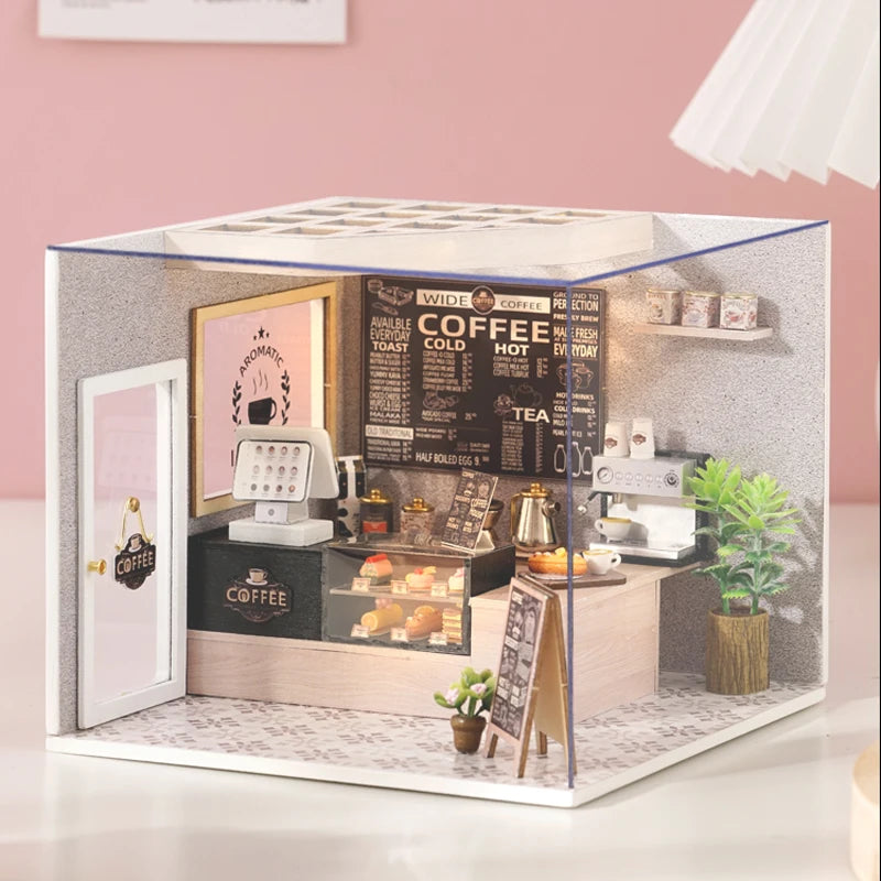 Zelfbouw Miniatuurhuisje met Meubels en Verlichting – H021 met stofkap