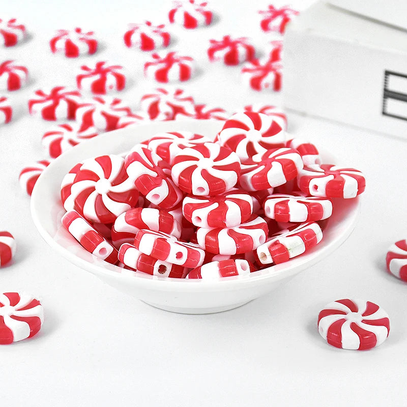 Kerst ornament voor in Kerstboom rood wit snoep decoratie set 10 stuks