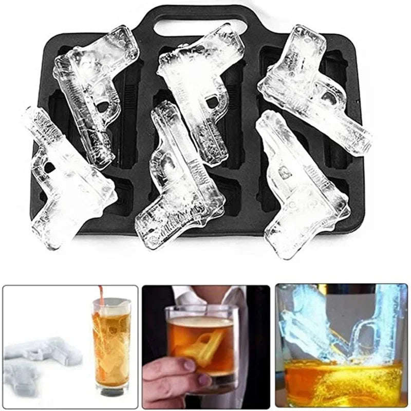 IJsblokjesvorm kogel en pistool figuren voor drankjes en cocktails