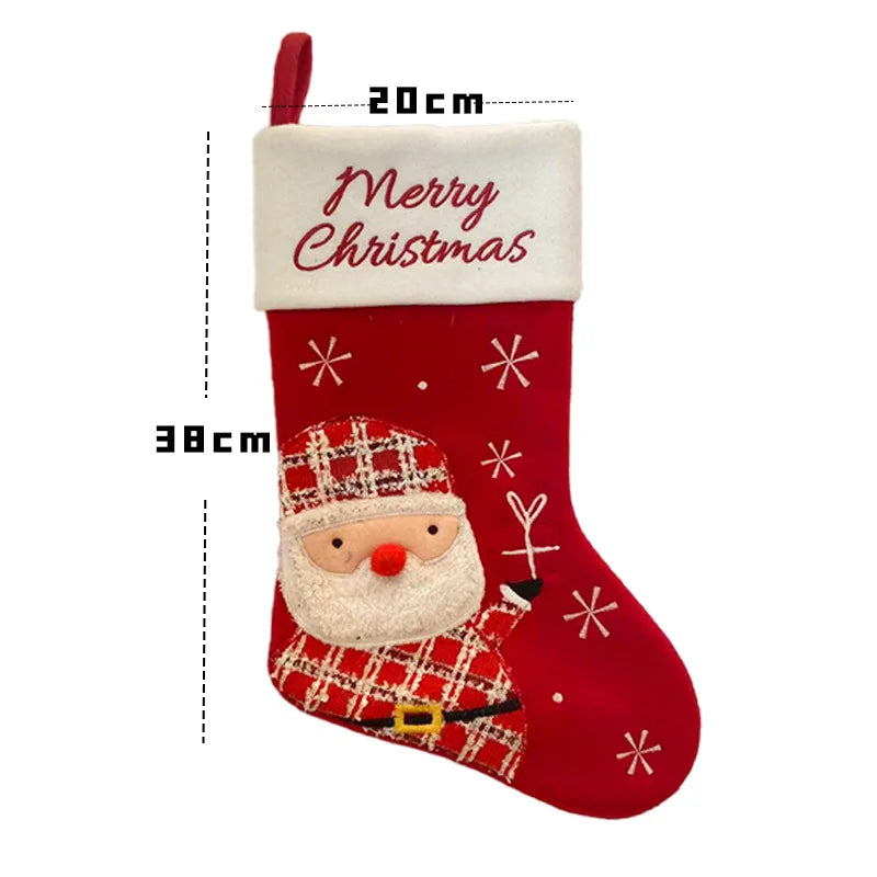 Kerst sok decoratief met Kerstman, Sneeuwpop en Rendier prints voor cadeaus