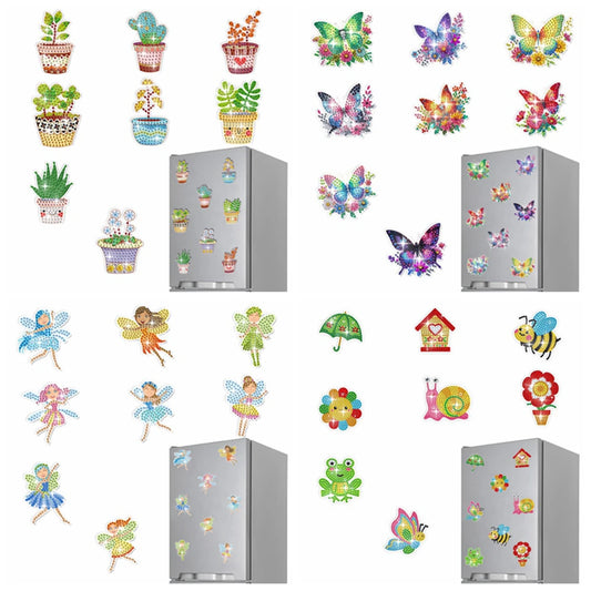 Diamond Painting Magneten - Set van 8 Koelkastmagneten met Speciale Vorm Steentjes