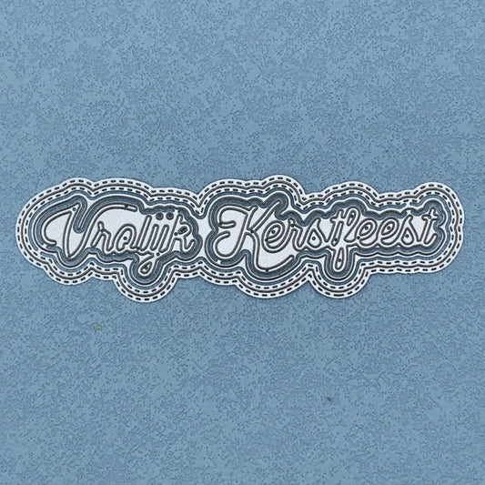 Metalen snijmal - Nederlandse teksten - Vrolijk Kerstfeest 13.6X3.9 CM