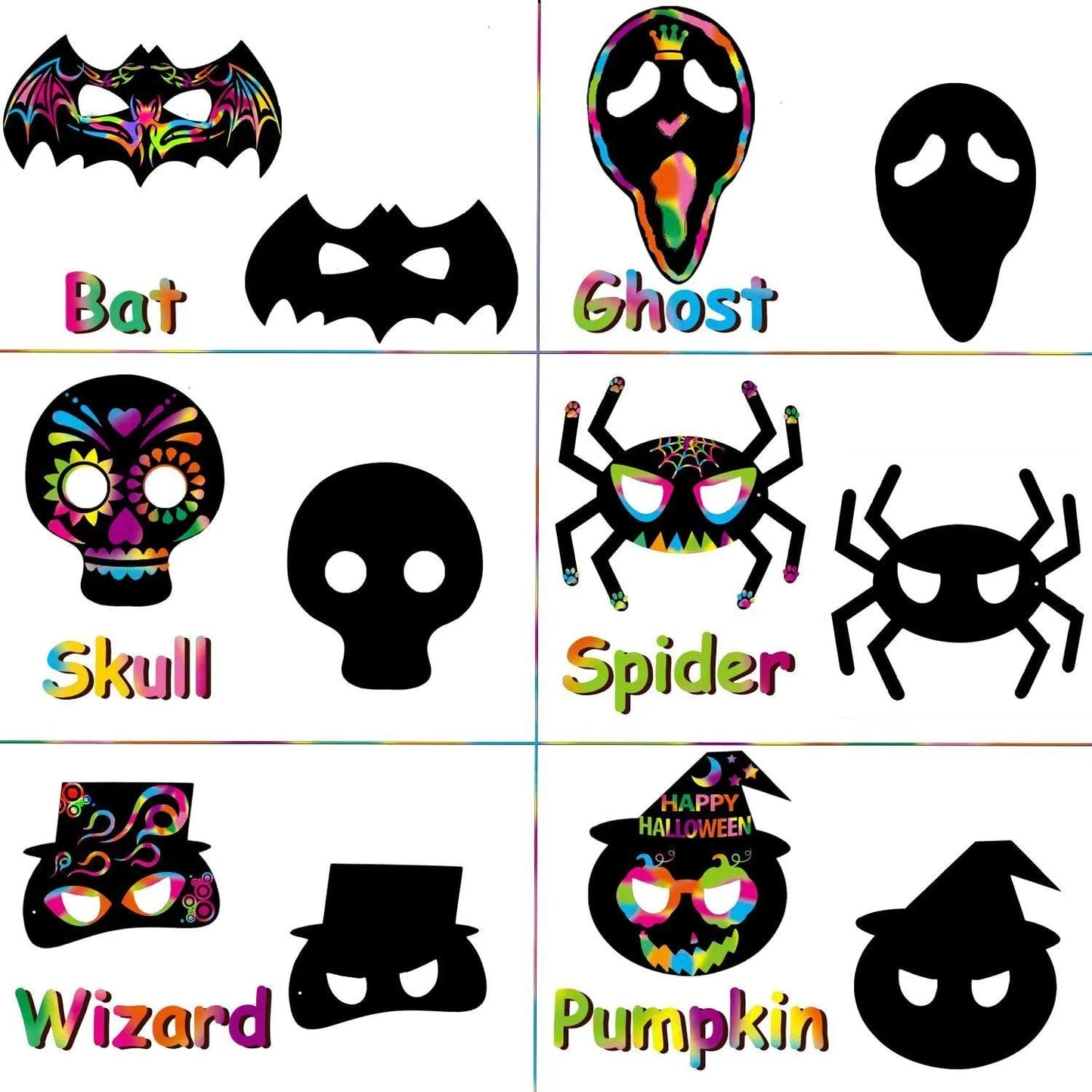 Krastekening Halloween Masker Set 6 Stuks Creatief Knutsel Pakket