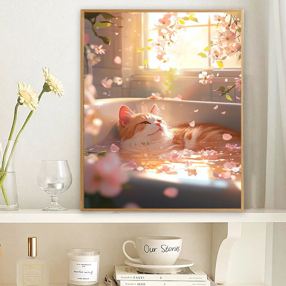 Schilderen op nummer Dieren - Acrylverf Zwart Kat Design voor Badkamer