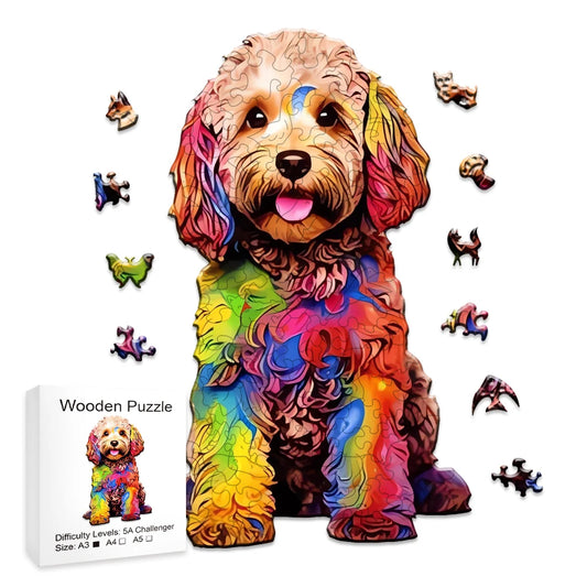 Houten figuren puzzel - Mysterieus dier (hond) - Educatief en interactief spel