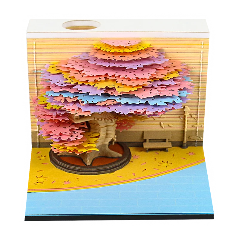 3D Papier Sculptuur Kathedraal LED Notitieblok met Pennenhouder – Creatieve Bureaudecoratie - 2025
