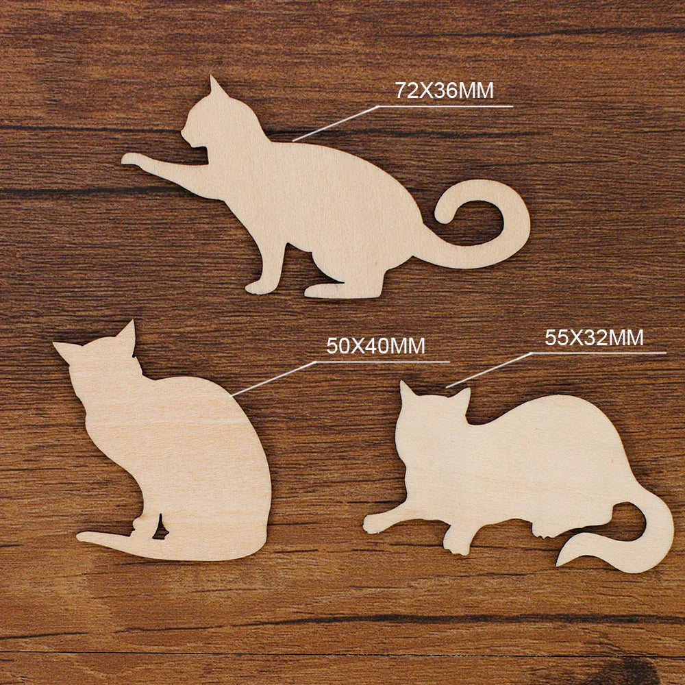 Houten figuren om zelf te kleuren katten en honden vormen set