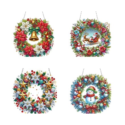 Diamond Painting Kerst krans acryl hanger met strass steentjes