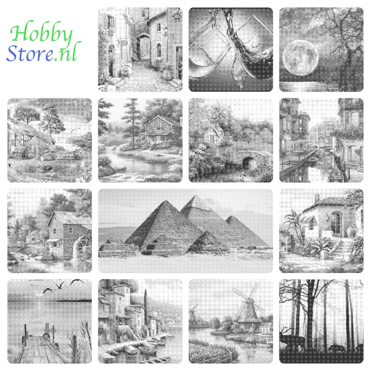 DOT Painting Landschappen - Voorbedrukt Canvas (40x50 cm of 60x75 cm)