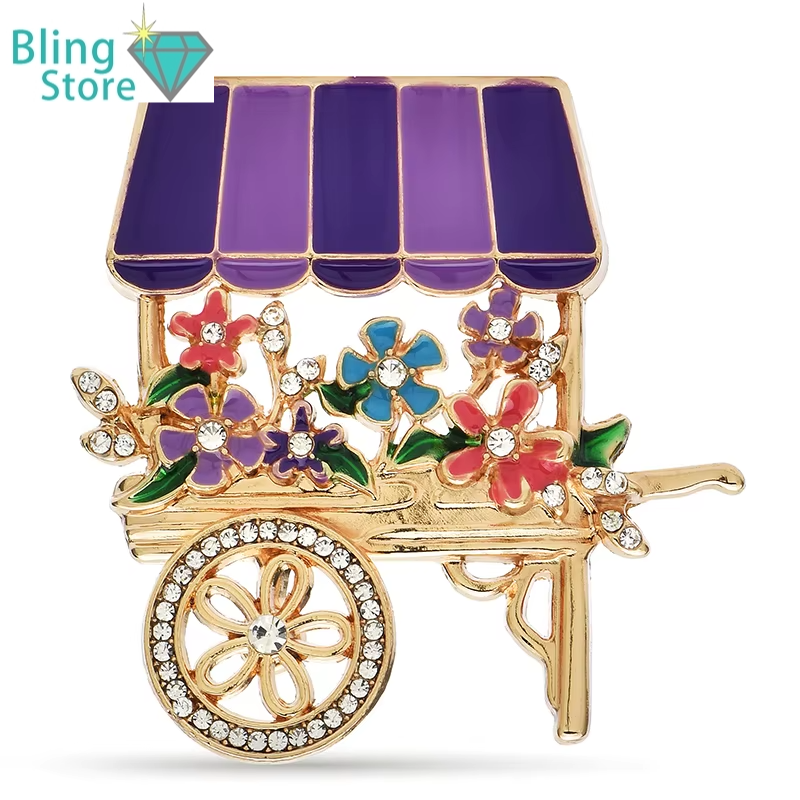 Broche Bloemen - Schattige Emaille wagen in Vier Kleuren