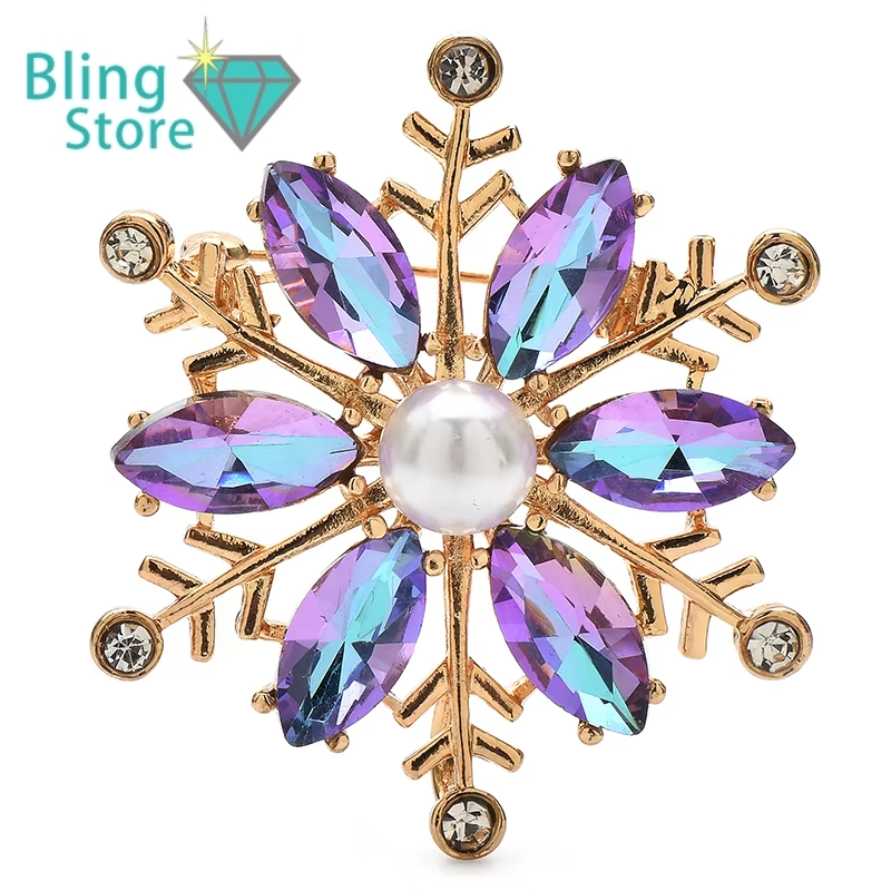 Kerst Broche Kristallen Sneeuwvlok Unisex Winter Bloem Voor Feest & Kantoor