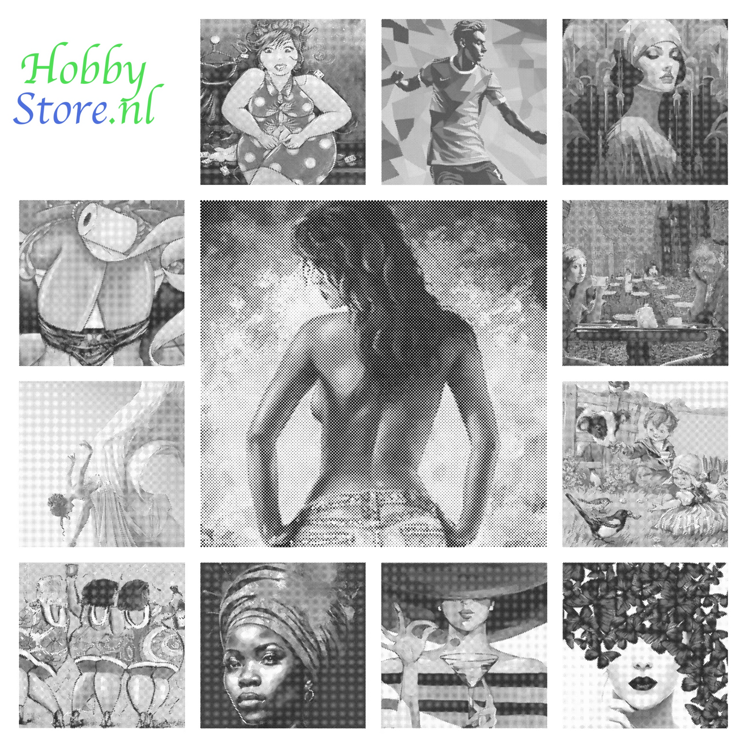 DOT Painting: Eenkleurige Stippelkunst Portretten