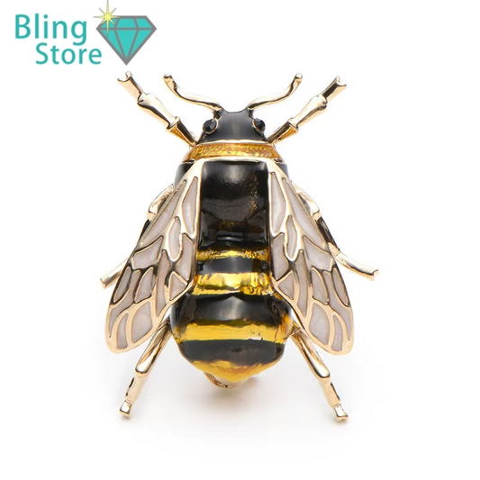 Broche Dieren | Enamel Bij Broche – Gele Insect Speld voor Hem en Haar