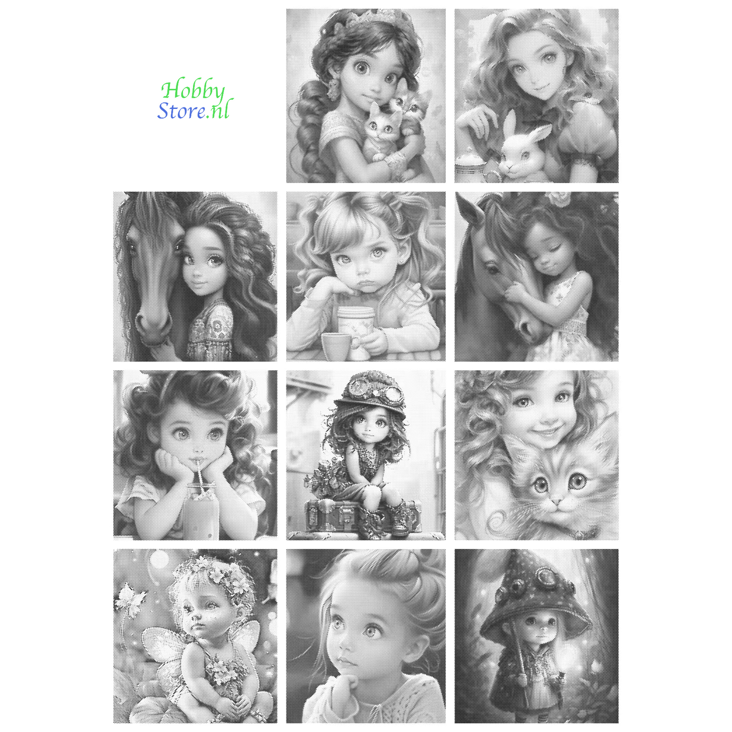 DOT Painting – Schattige Kinderen (30x40cm, 45x60cm of 60x80cm)