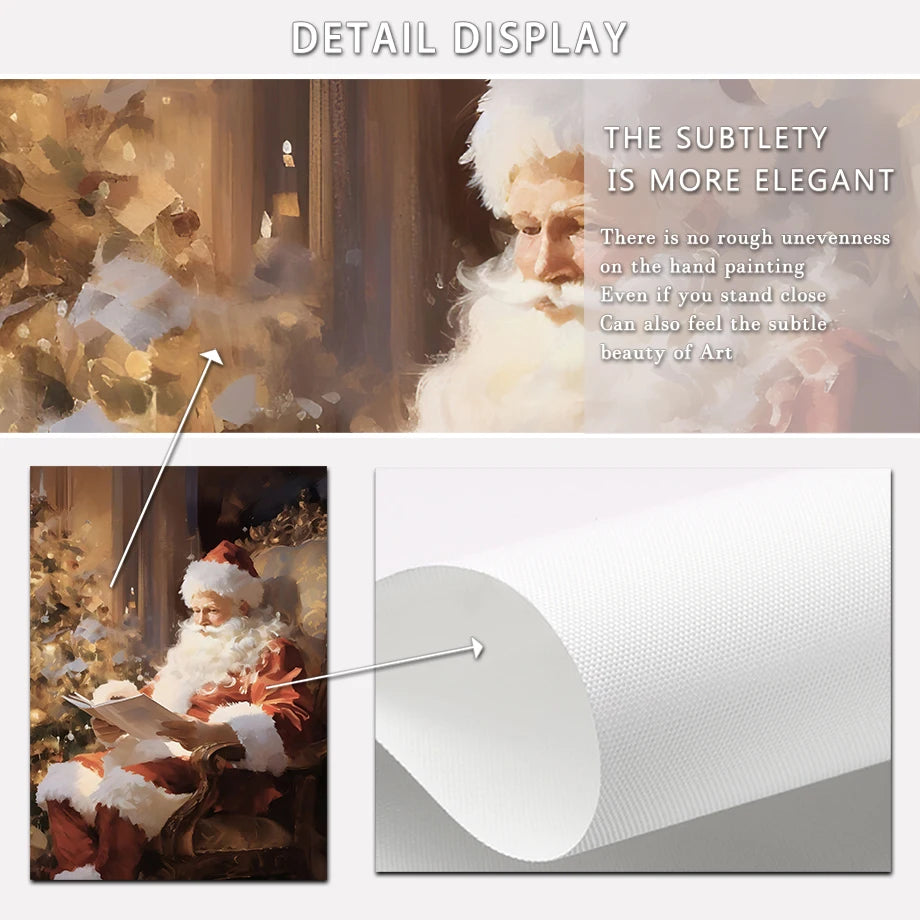 Kerst schilderij Ski Puppy Santa Vintage Auto en Kerstboom Canvas