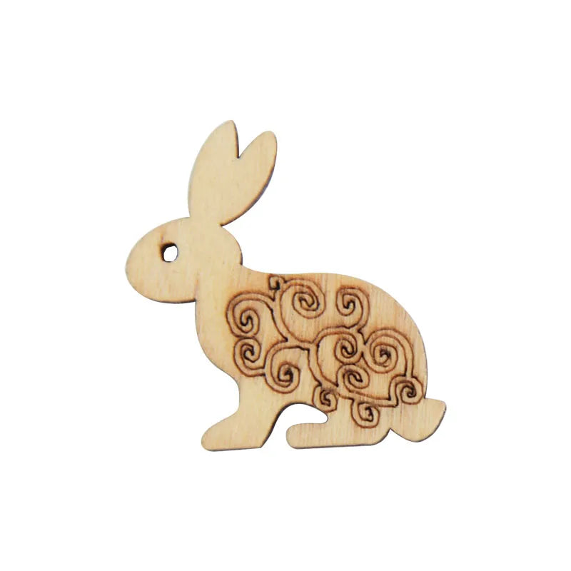 Houten Paas figuur om zelf te kleuren/schilderen set met konijnen en eieren