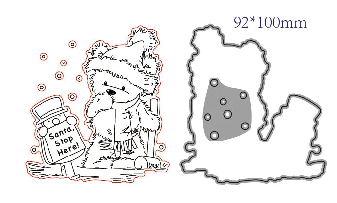 Stempel met snijmal (optioneel) - Sneeuwpop Beer voor Scrapbooking en Embossing