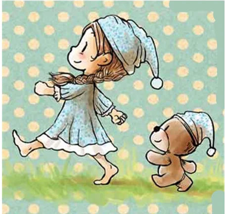 Siliconen Stempel transparant - Meisje met beer patroon voor scrapbooking en kaarten