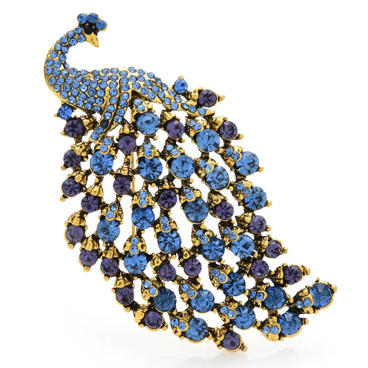 Broche Dieren | Pauw met strass stenen – elegante vogel broche voor dames