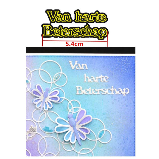 Snijmal Basis Nederlandse Teksten voor Kaarten en Scrapbooking - Van harte Beterschap