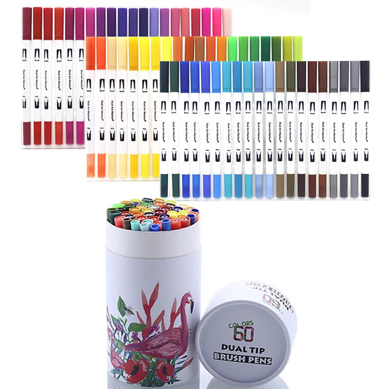 Stiften set Brush Art Markers met Dual Tip – Kleurenrijk voor Creatieve Kunstwerken