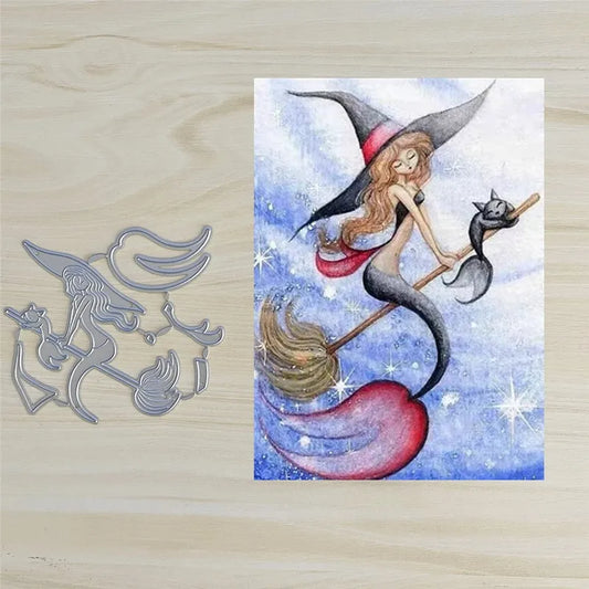 Metalen snijmal Tovenaar Zeemeermin Kat Hoed - 8x9cm