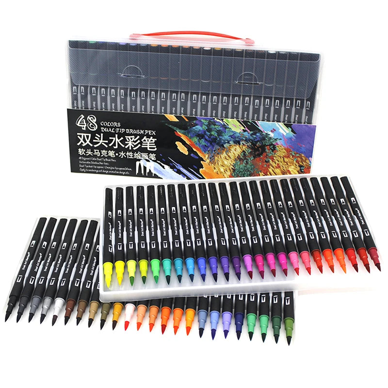 Stiften set Brush Art Markers met Dual Tip – Kleurenrijk voor Creatieve Kunstwerken