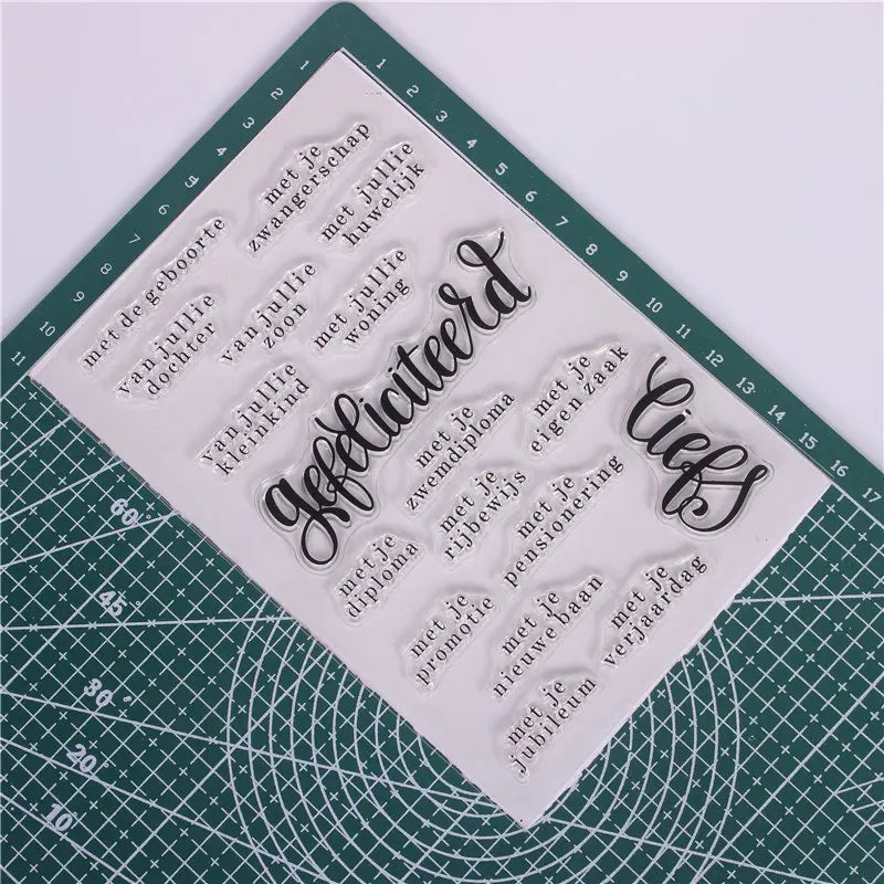 Stempels Silicone Transparant - Gefeliciteerd + liefs