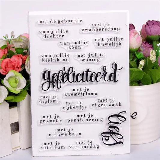Stempels Silicone Transparant - Gefeliciteerd + liefs