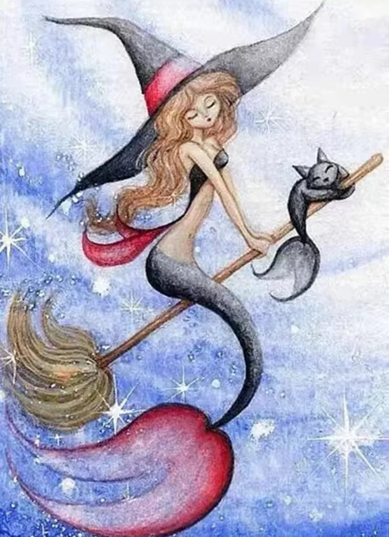 Metalen snijmal Tovenaar Zeemeermin Kat Hoed - 8x9cm