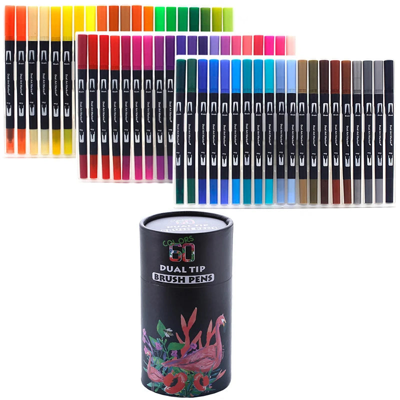 Stiften set Brush Art Markers met Dual Tip – Kleurenrijk voor Creatieve Kunstwerken