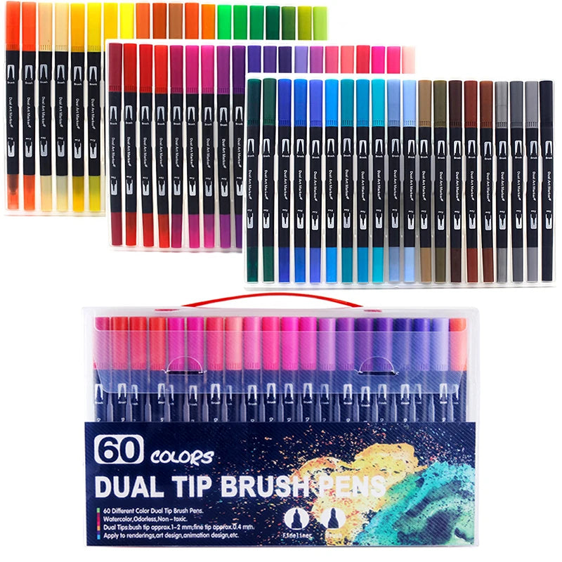 Stiften set Brush Art Markers met Dual Tip – Kleurenrijk voor Creatieve Kunstwerken