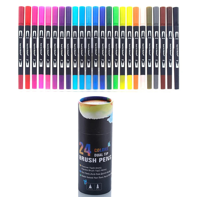 Stiften set Brush Art Markers met Dual Tip – Kleurenrijk voor Creatieve Kunstwerken