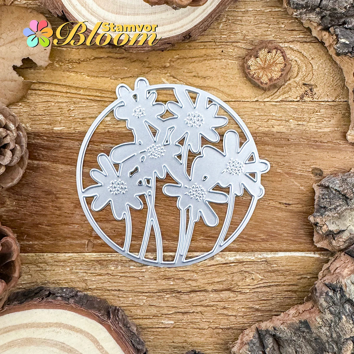 Metalen snijmal madeliefjes cirkel frame voor embossing en scrapbooking