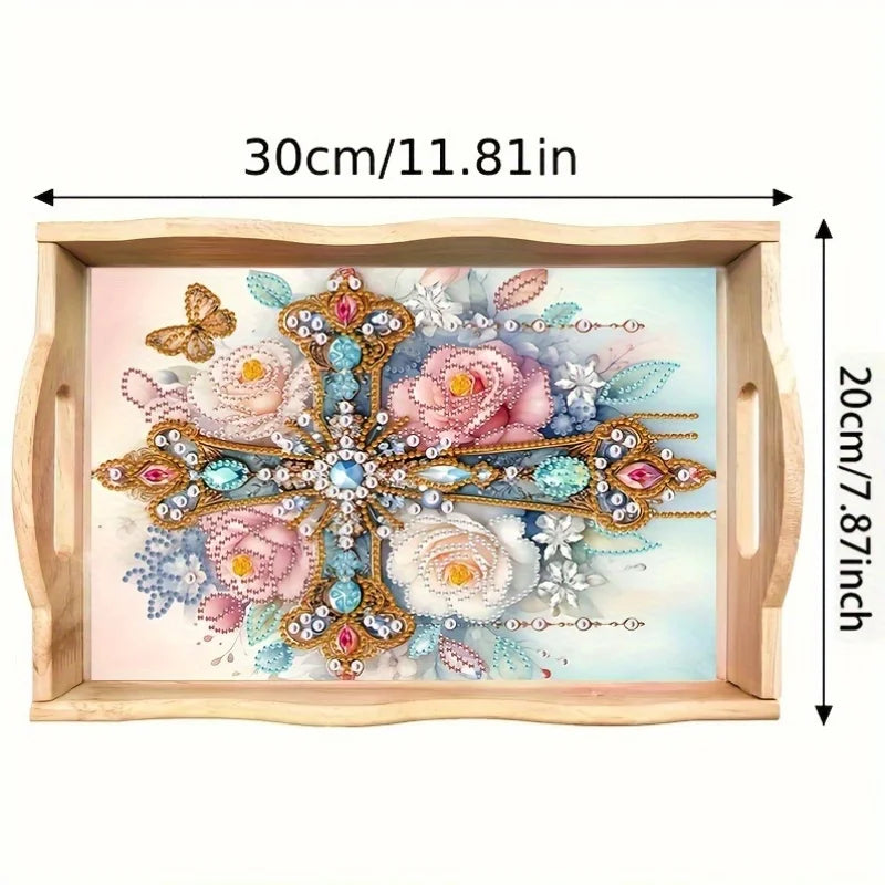 Diamond Painting Dienblad met Speciale Vorm Steentjes – Luxe Houten Tray