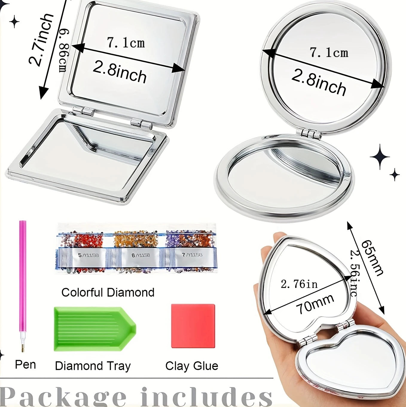 Diamond Painting Make-up spiegel Mandala – Dubbelzijdige Opvouwbare Pocketspiegel – Inclusief Steentjes en Gereedschap