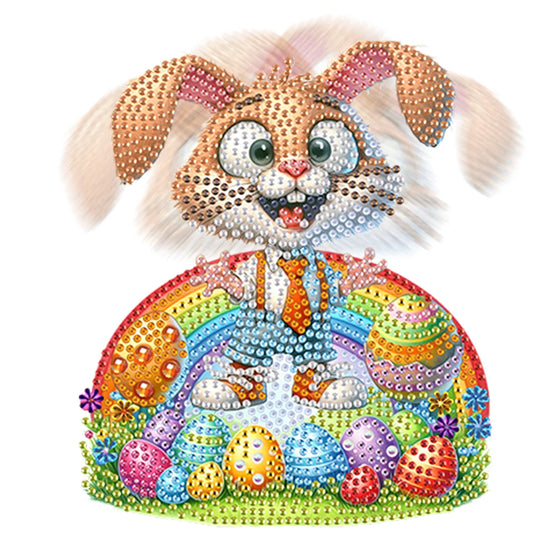 Diamond Painting Tafelornament Acryl Dieren met Beweegbaar Hoofd - Paashaas 1